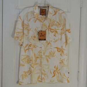 Newport Isle Apricot Tropical Shirt Linen Blend LIghtweight Breathable NWT